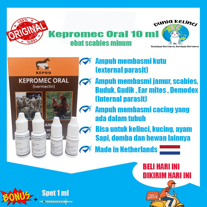 OBAT SCABIES GUDIK KUTU KEPROMEC ORAL 10 ML JAMUR CACING PARASIT KELINCI KUCING ANJING HAMSTER HEWAN