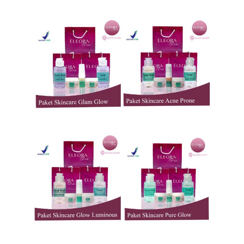 ELEORA Glowing Beauty Skincare Bpom Paket Glowing Acne Prone Glam Glow Flek Jerawat | Skin Care