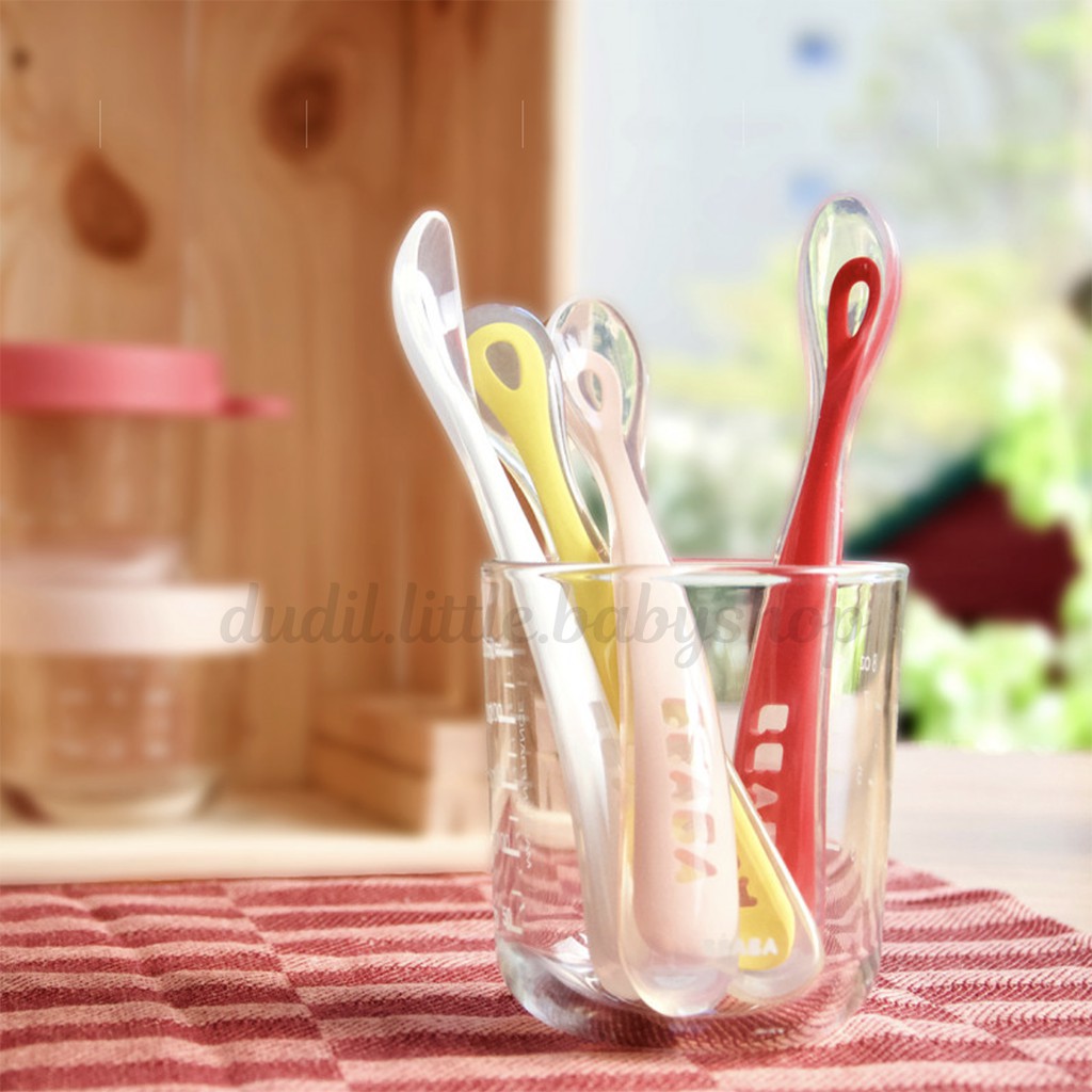 BEABA SPOON SILICON ERGONOMIC 4+ 1ST AGE 1PCS / SENDOK MAKAN BAYI SILIKON BPA FREE