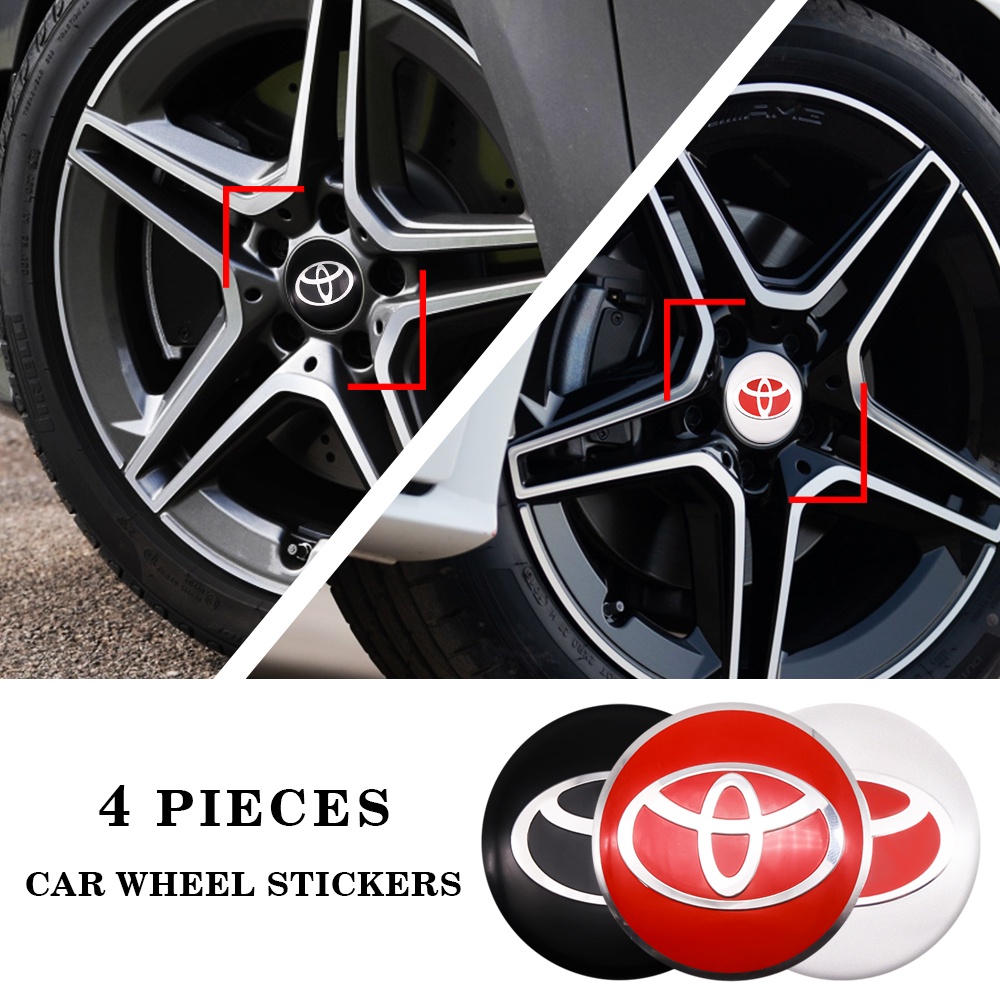 4pcs Stiker Emblem Logo Toyota Vios Rush Etions Avanza Camry RAV4 Warna Hitam Untuk Mobil