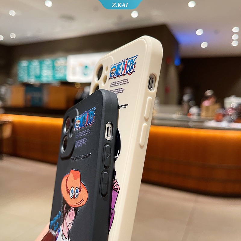 Soft Case Silikon Motif Kartun One Piece ZORO Ace Untuk iPhone 13 12 6 7 8 Plus 11 Pro MAX