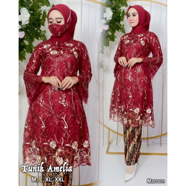 TUNI AMELIA // BAHAN TILLE BORDIR TWOTONE //KODE ADK