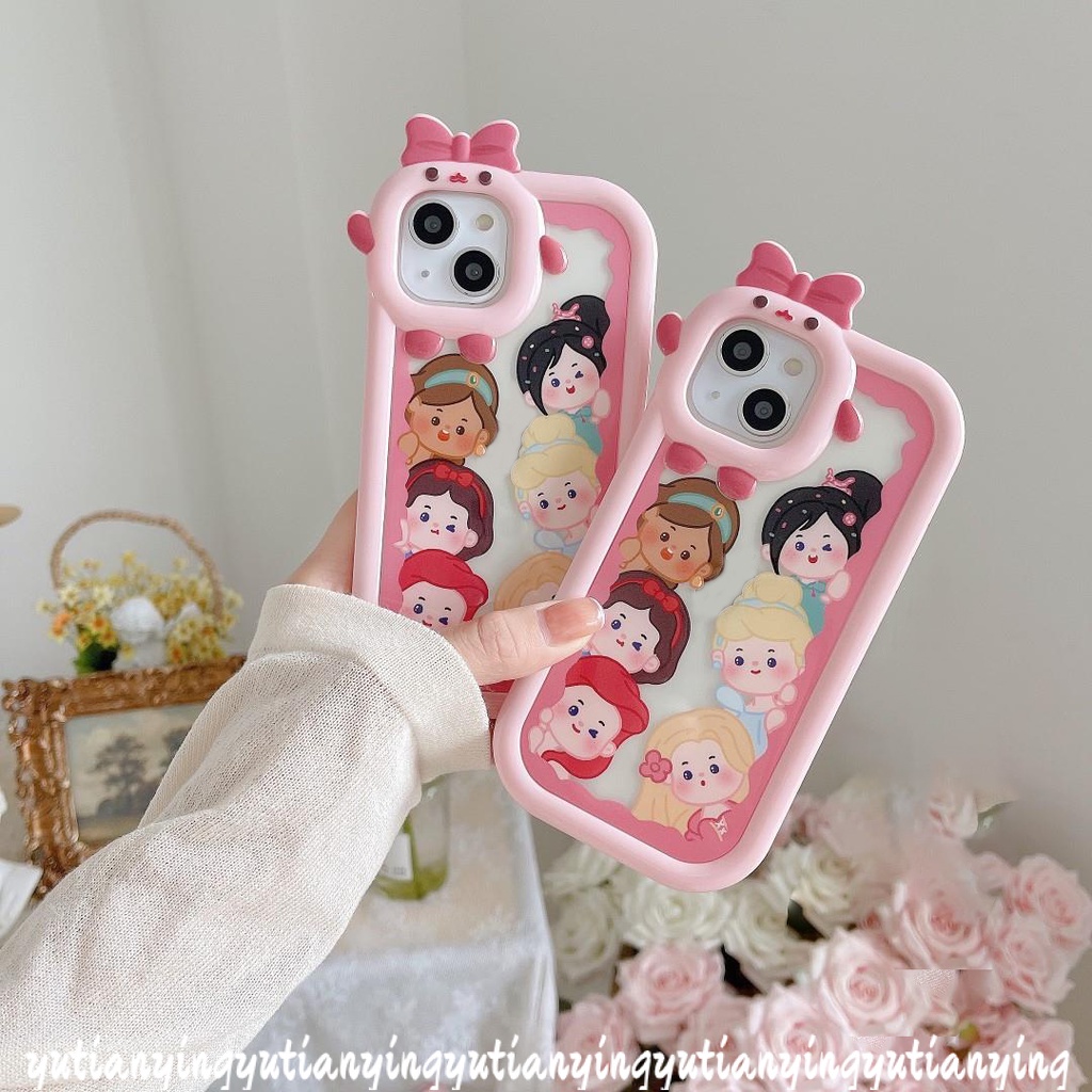 Ins Casing IPhone 11 13 12 14 Pro MAX 7 8 14 Plus 6 6S Plus XR X XS MAX SE Motif Kartun Disney Princess 3D