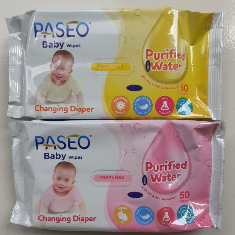 Paseo baby wipes tisu basah 50 lembar