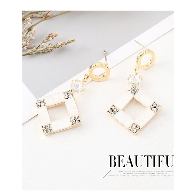 LRC Anting Tusuk Fashion Gold Plated Gold Small Square S925 Silver Needle Earrings Y62994