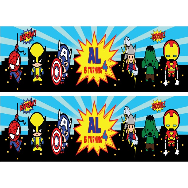 

Label susu botol custom tema avengers