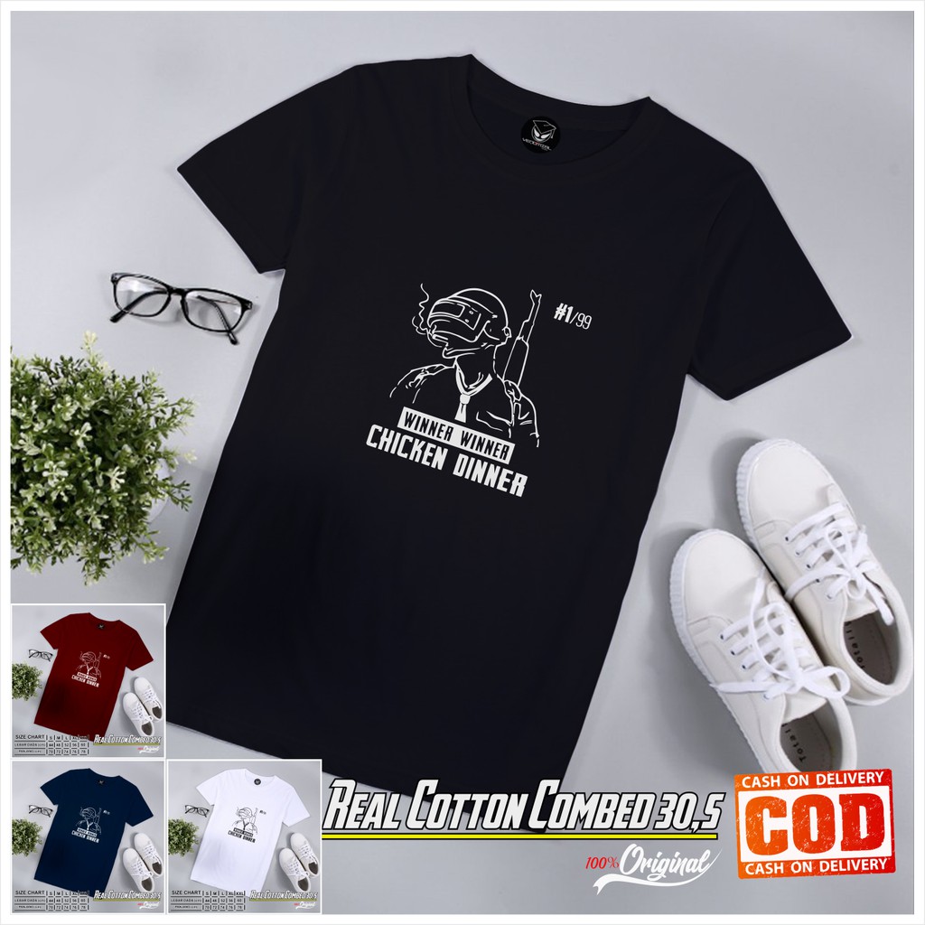  Kaos  PUBG 01 Chicken Dinner Kaos  Game Original Cotton 