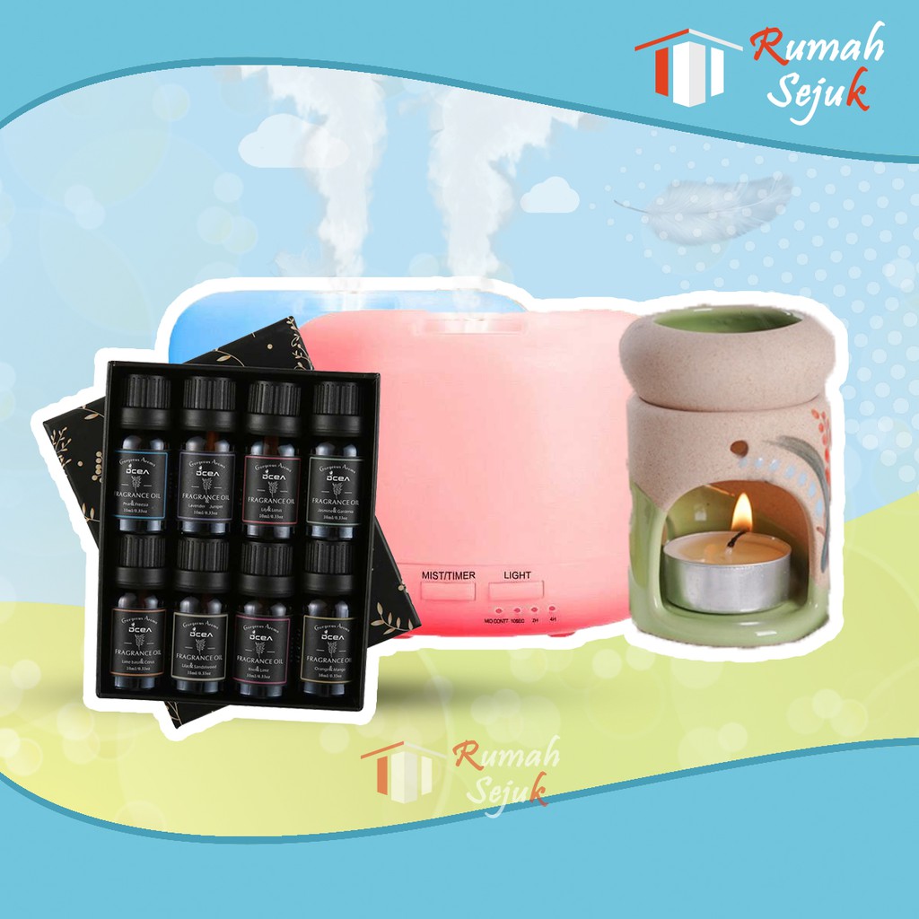 RS - 8 in 1 Aromaterapi Pure 100% Murni &amp; Alami Air Fragrance Essensial Pengharum Pewangi Esensial Esential Oil Aromatheraphy Ruangan RS-12 10ml Defuser Humidifer Minyak Humadifier Humudifier Humdifier Difusser Essential TSLM1 TSLM2 RH-17 Kamar Taffware