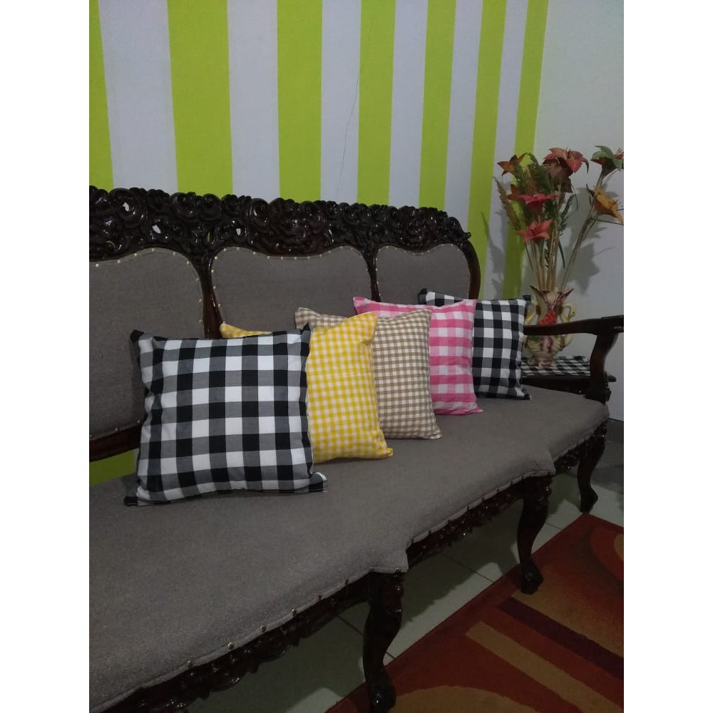 Sarung Bantal SOFA/SOPA MURAH Motif Kotak-kotak Uk 40x40 cm Cantik Estetik Kekinian Gaya Korea Katun dari Ismi Store