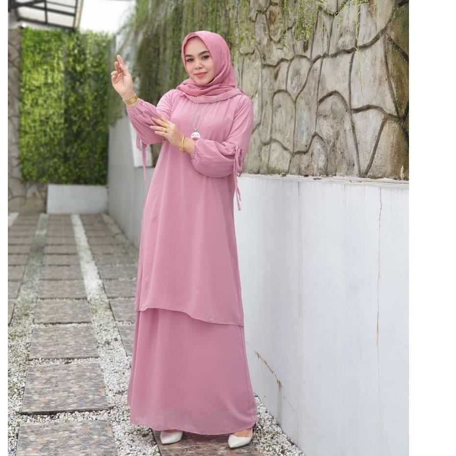 ♧ [ HOB ] Sinta Set / Setelan Gamis Ceruty Babydoll Terbaru / Kekinian / Fashion Muslim / Dress Wani