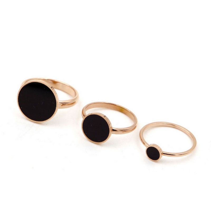 ✿AYN✿K35 Cincin minimalis bulat hitam polos wanita