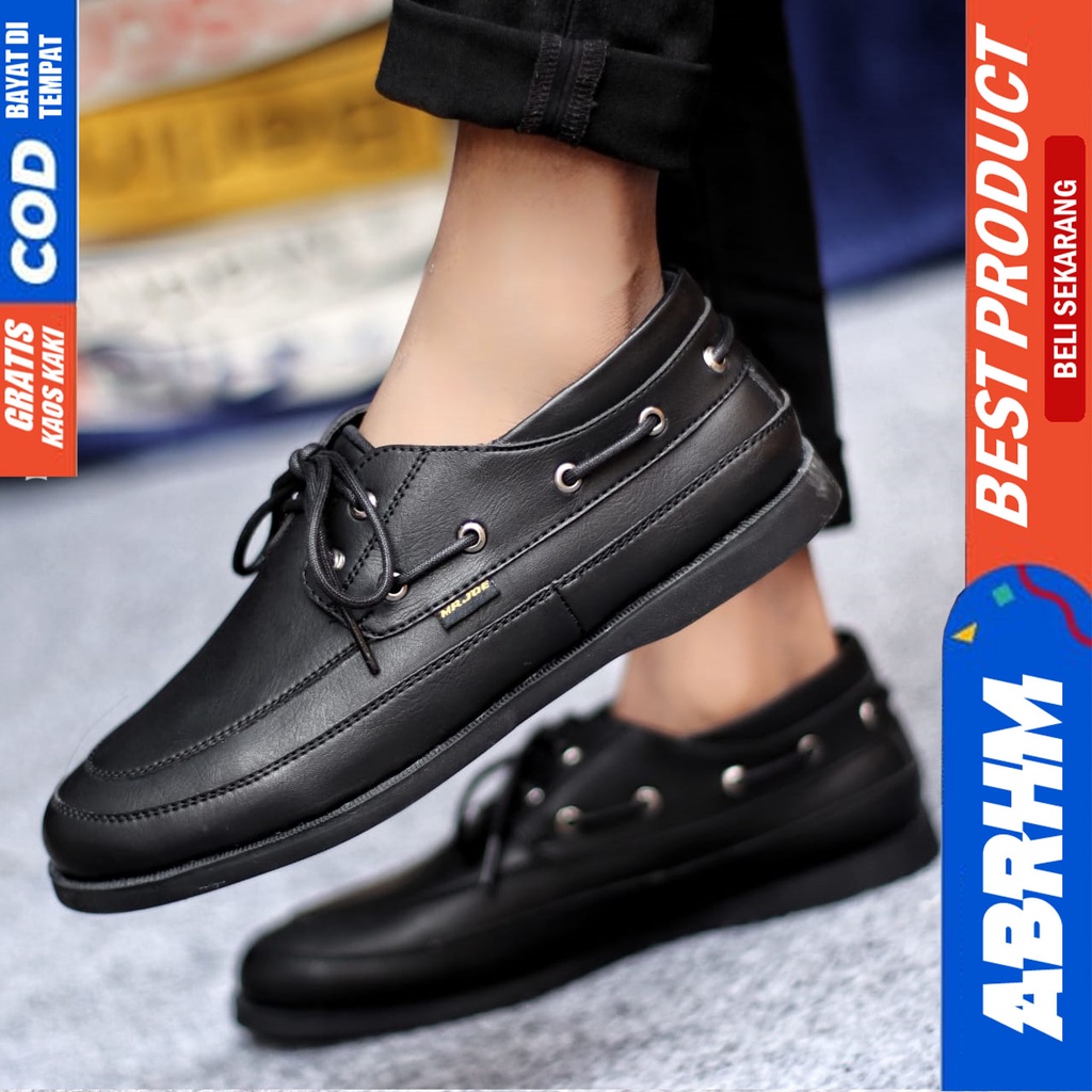 Sepatu Formal Pria Casual Kulit Syntetic Pantofel Hitam Kerja Kantor Kuliah Kondangan Keren Fashion Terbaru