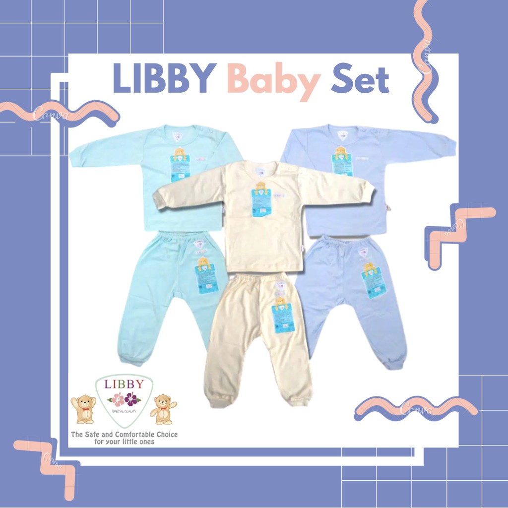 Setelan Baju Anak LIBBY Baju Celana Panjang Kancing Pundak Size S M L oblong panjang celana panjang kaki terbuka polos baby