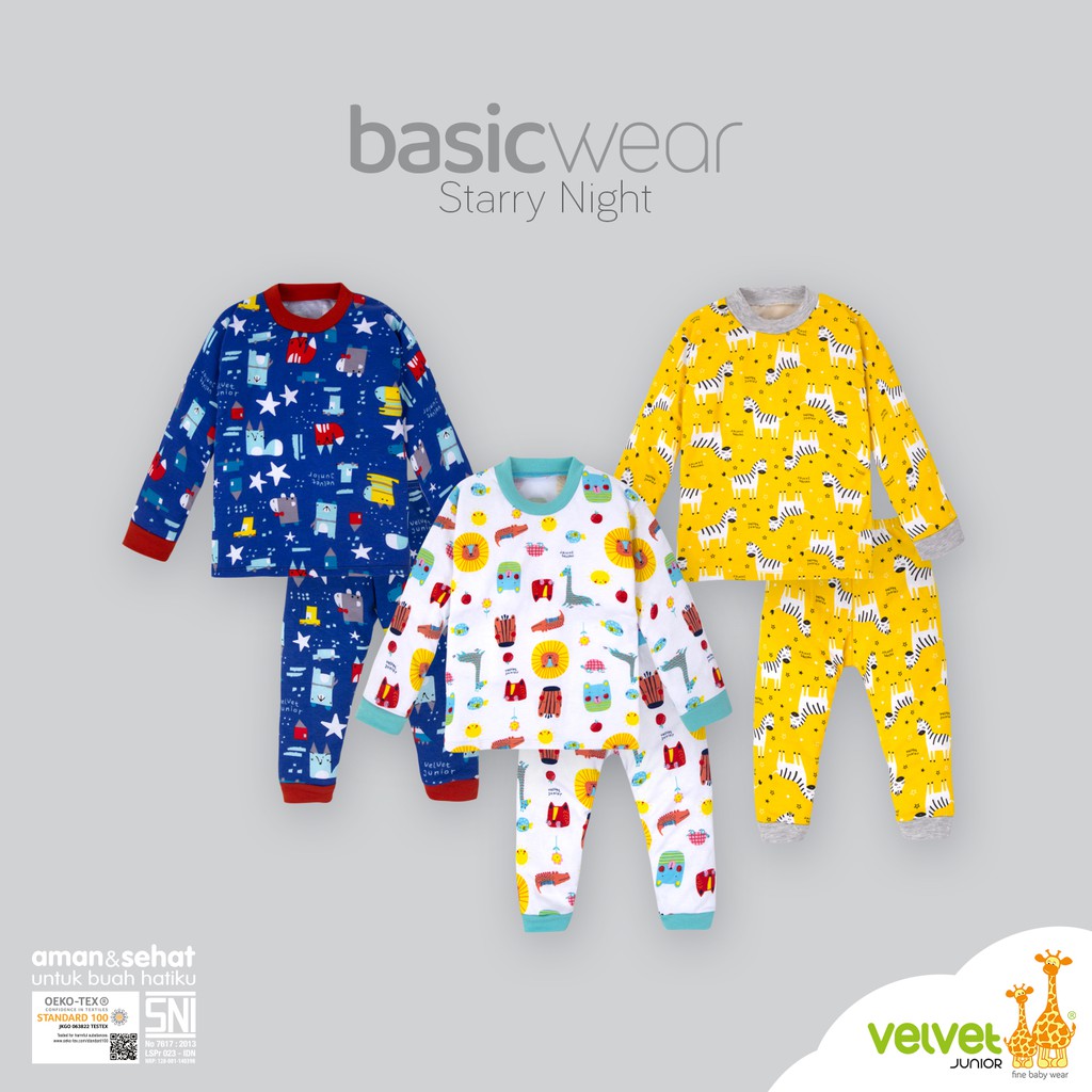 Velvet Junior Setelan Piyama Anak Unisex BasicWear series Starry Night