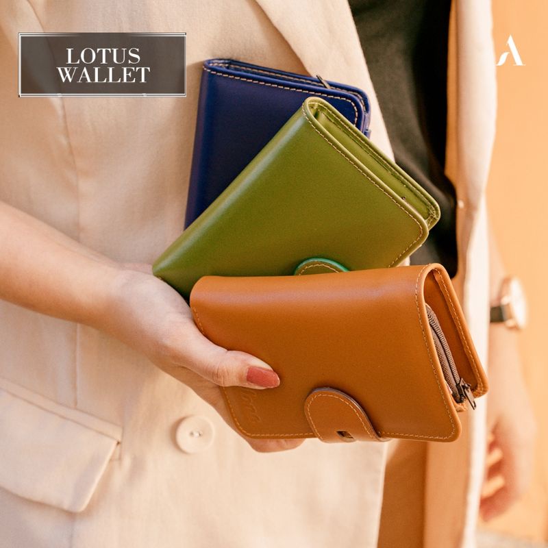 Dompet kulit wanita dompet lipat alona lotus wallet