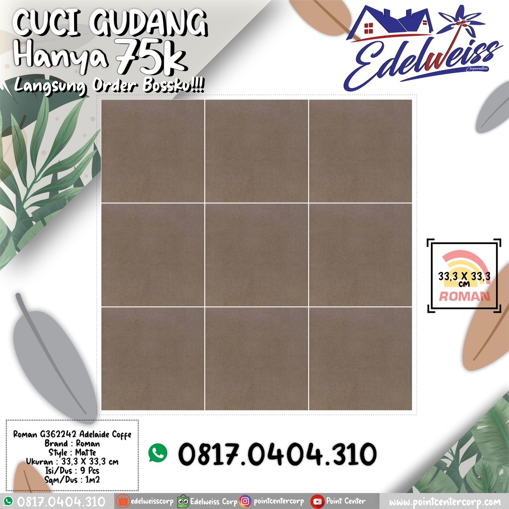 TERBAIK ROMAN KERAMIK 33,3 X 33,3 G362242 ADELAIDE COFFE
