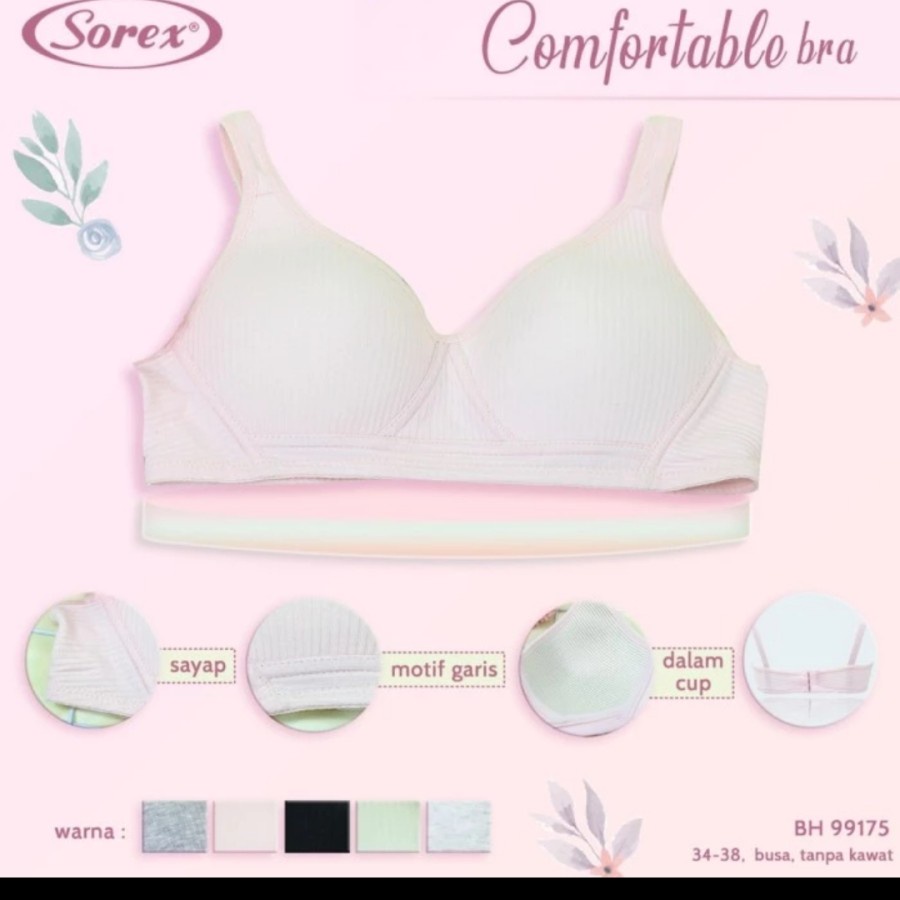 bh bra comfortable sorex 99175 kait 3 tanpa kawat setara cup B