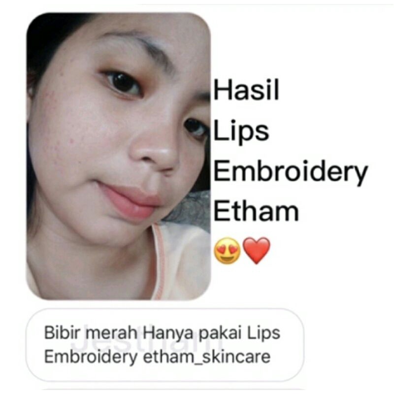 LIPS EMBOIDERY (bibir merah merona alami)