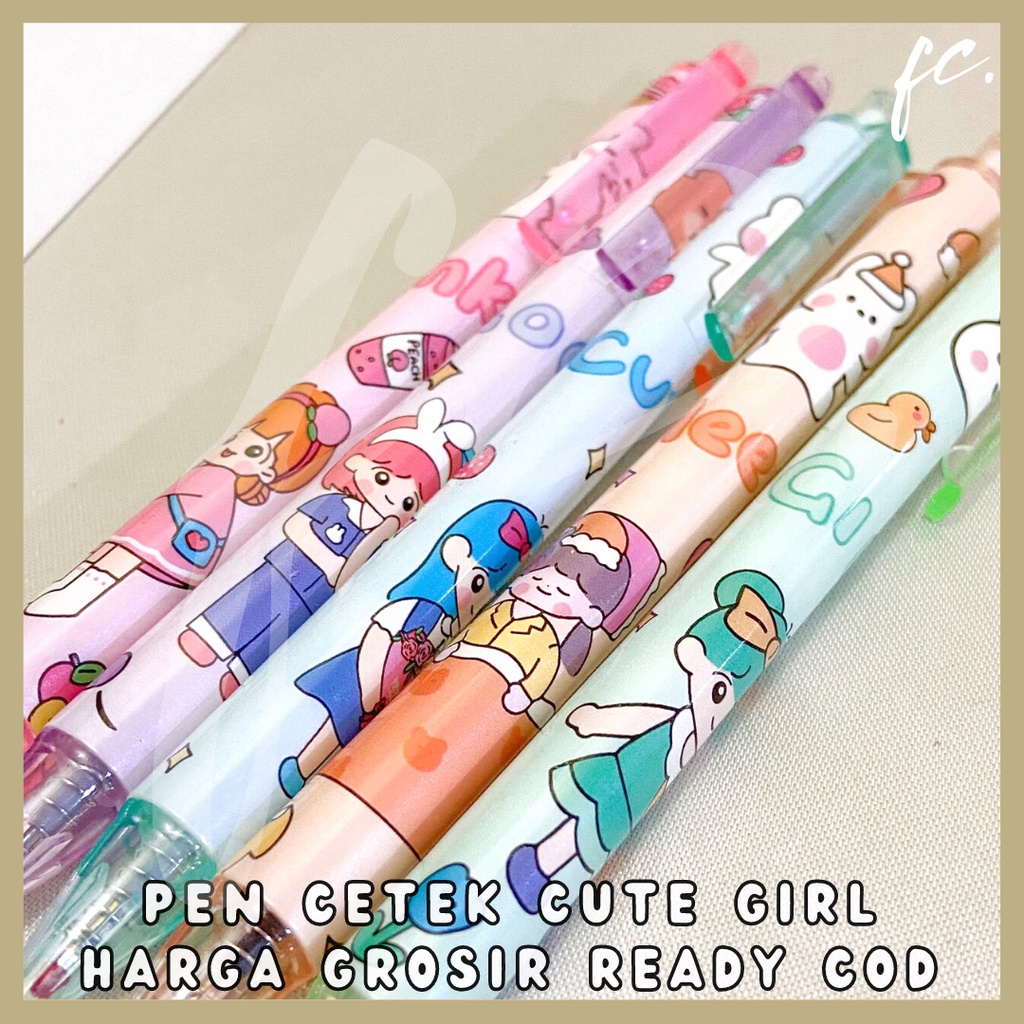

Pen / Pulpen Cetek Gel Tinta Hitam / Bolpen Mekanik Motif Cute Girl / Cewek Imut Lucu Kiyowo Korea Pastel Soft Color Kartun Harga Grosir Ready COD