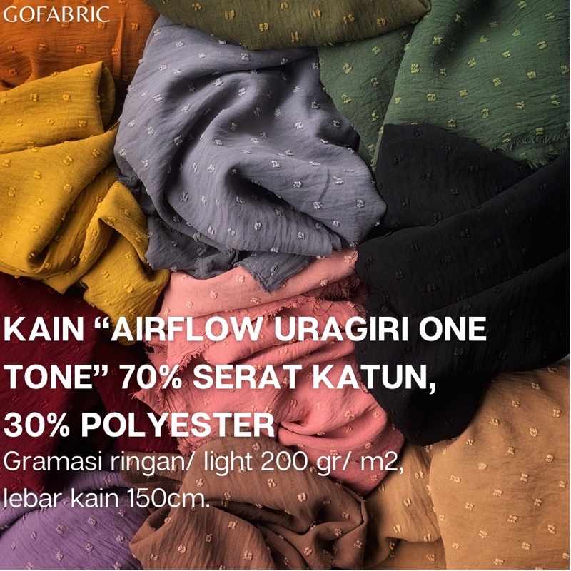 Rayon CRINKLE CEY Airflow URAGIRI Original Kain Katun Motif Dots One tone Kringkel Cringkel Krinkle 