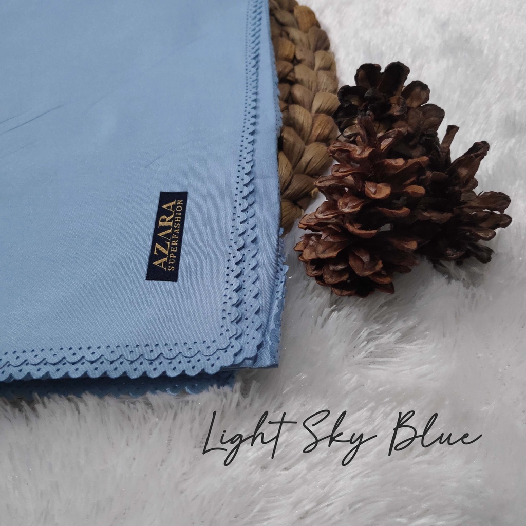 HIJAB AZARA VOAL LASERCUT, VOAL AZARA, JILBAB SEGI EMPAT AZARA VOAL LC, AZARA VOAL JAPAN LC-Light Sky Blue