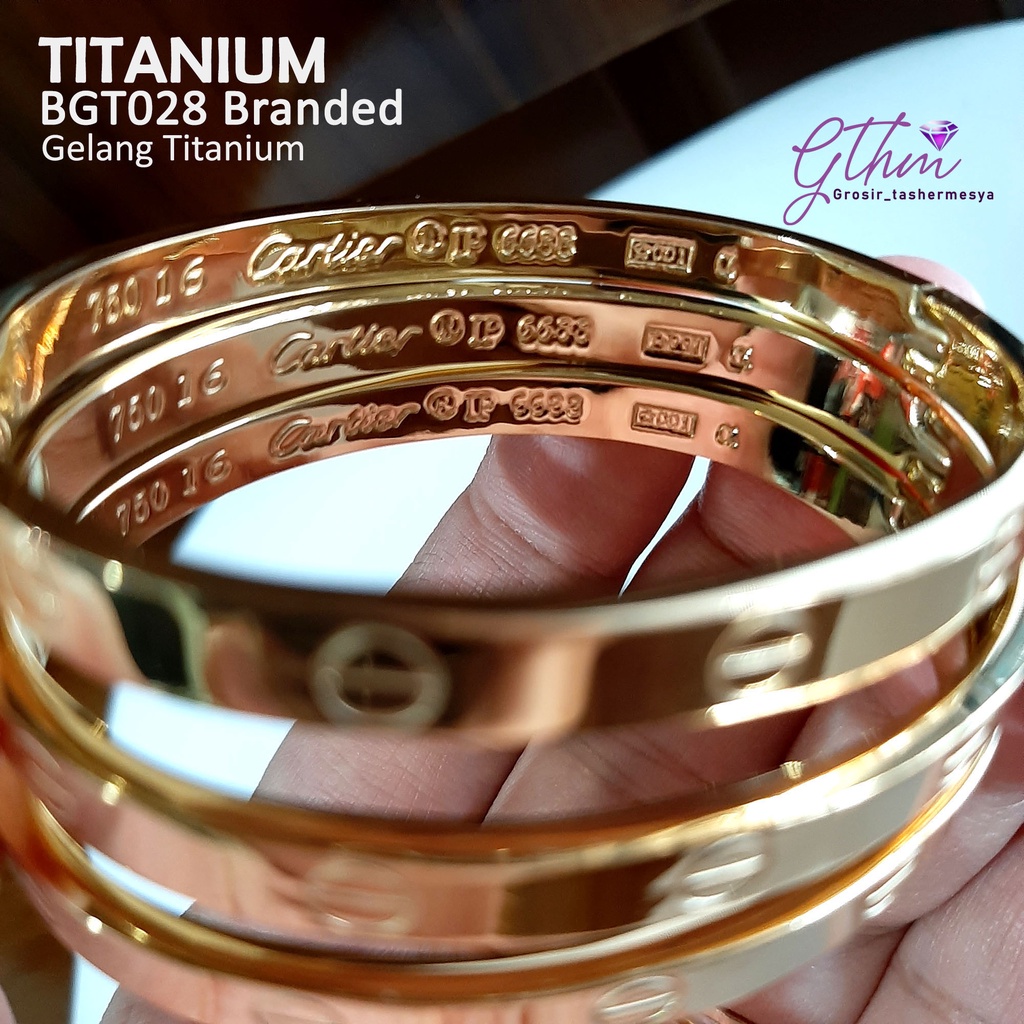 Gelang titanium / Gelang wanita permata premium tanpa mata bgt028 anti karat anti alergi