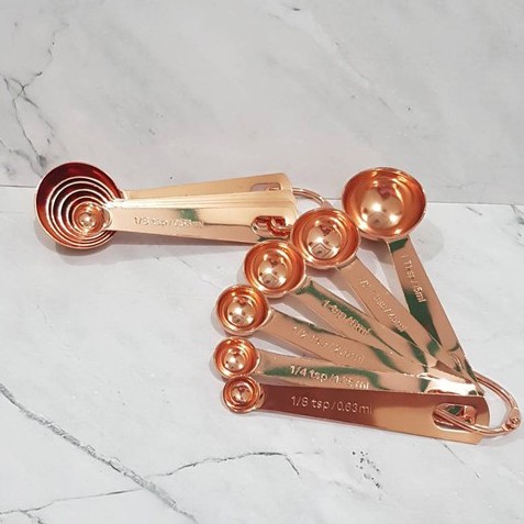 sendok takar stainless full rosegold ukuran ml dan gr measuring spoon