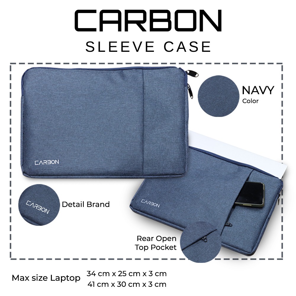 Laptop sleeve case carbon 3warna waterproof 13&quot;-16&quot;