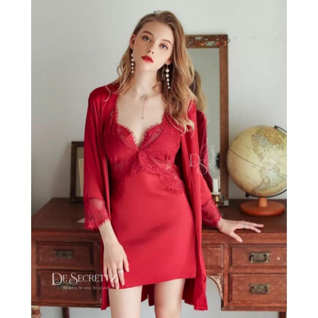 DeSecrertz RHANIA Baju Tidur Wanita Dewasa Sexy Model Satin Kimono Set, Baju Tidur Sexy Bahan Satin, Baju Haram Sexy, Lingerie Satin Set, Kimono Sexy, Pakaian Dinas Depan Suami, Pakaian Dalam Wanita Sexy, Lingerie Kimono, Sleepwear Sexy, Lingeri Seksi