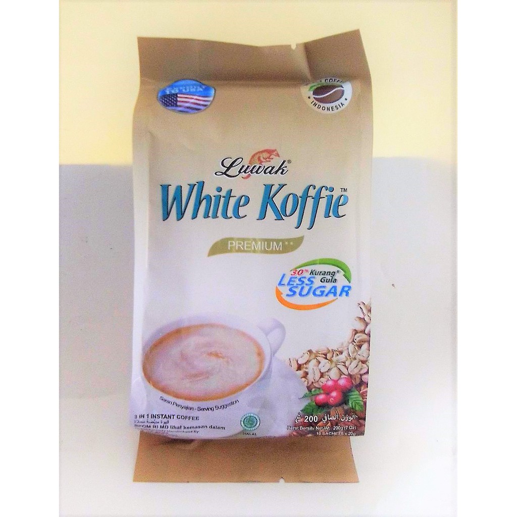 

LUWAK WHITE COFFE LESS SUGAR / KOPI LUWAK KURANG GULA 200 GR