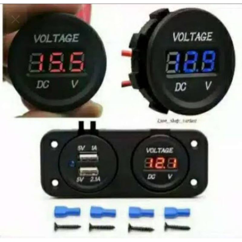 Charger Hp Motor & Test aki Motor - Charger Usb plus Volt meter Led Nmax Aerox Vario Pcx  universal