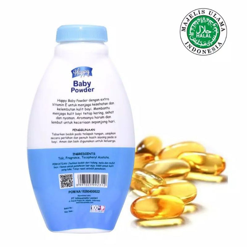 Happy Bedak Baby Powder Vitamin E 200gr