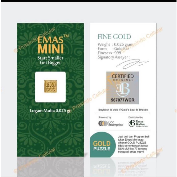 emas mini 0,025 gram