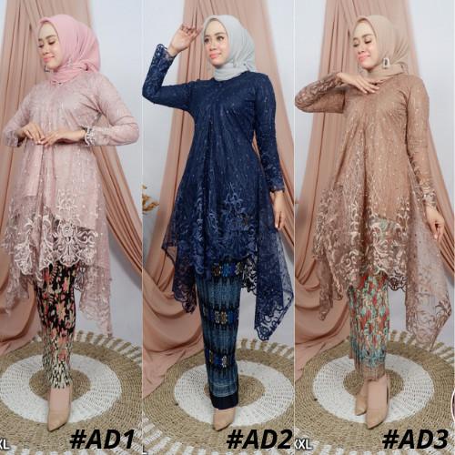Vestir | Setelan Kebaya Modern Tunik Bordir Tulle Premium Set Rok Plisket