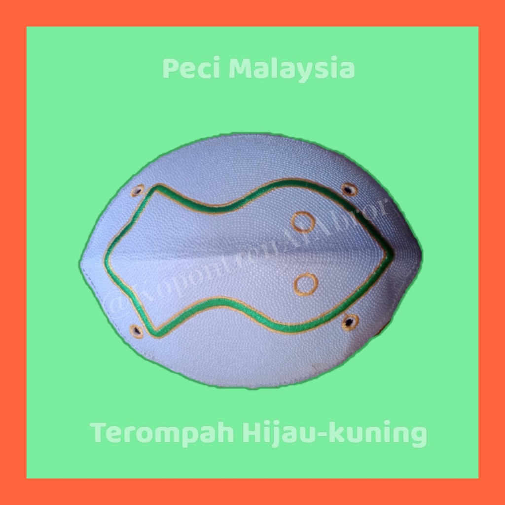 Songkok Peci Putih Kopyah Santri  Malaysia Terompah Hijau Kuning