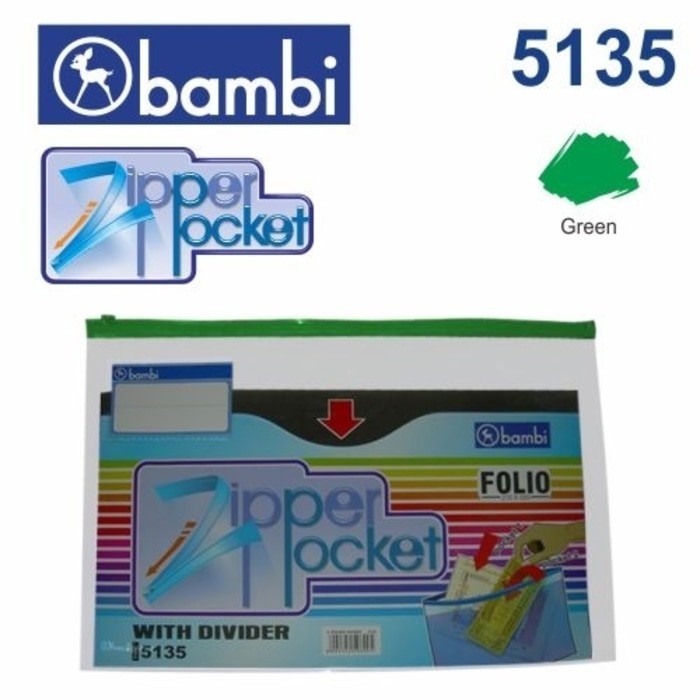 

Zipper pocket Divider folio with PVC semi transparant