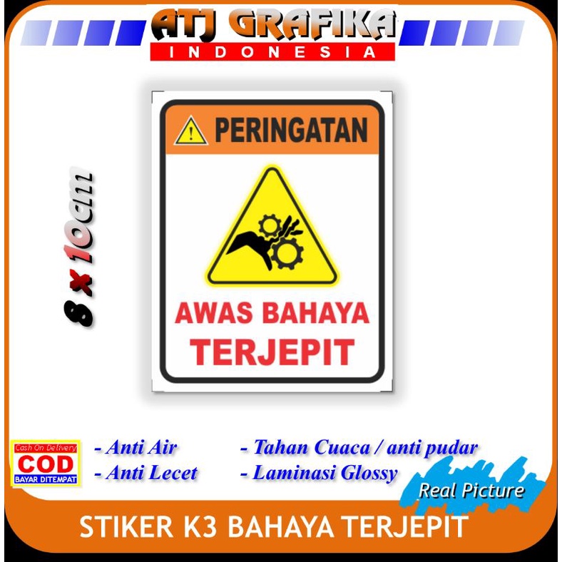 Stiker bahaya terjepit Sticker K3 keselamatan kerja pintu mesin dll