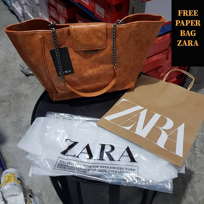 TAS BRANDED ORIGINAL 100% ZARA TOTE CHAIN STRAP RANTAI CASUAL CEWEK WANITA IMPOR JAKARTA