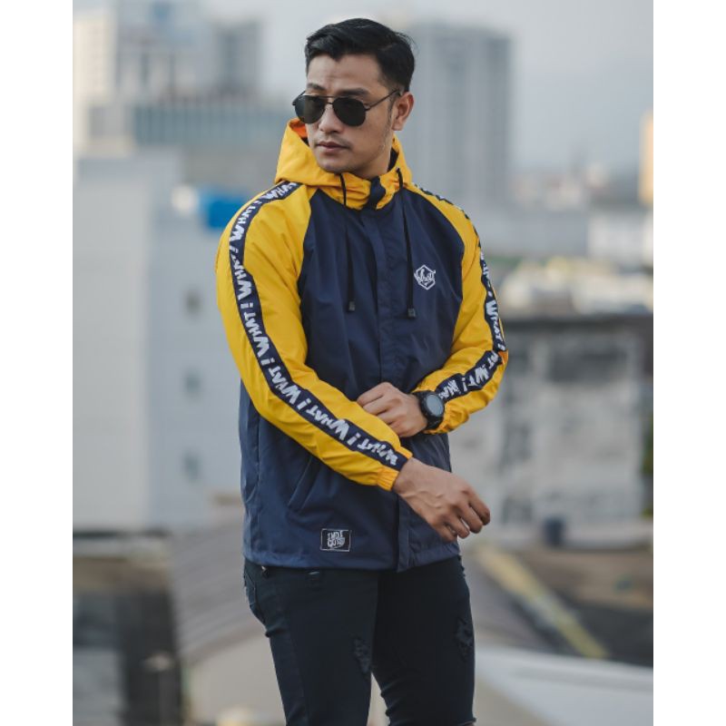 KMO Jaket Outdoor Raglan Running Pria Parasut Taslan / Jaket Olahraga Pria