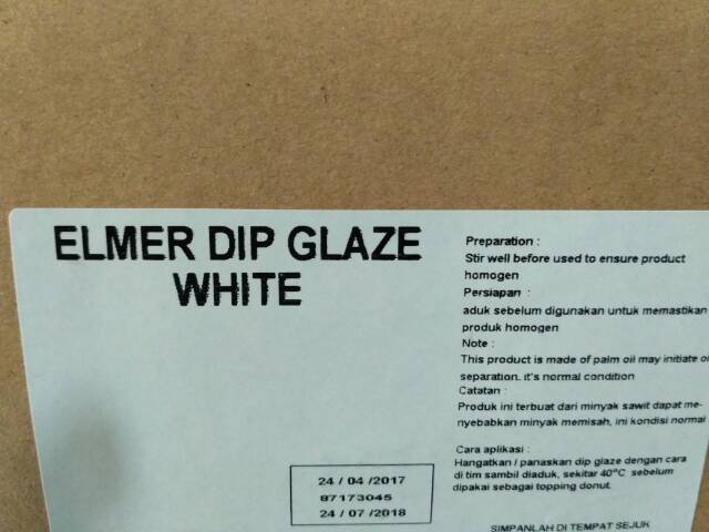 Dip glaze elmer white vanila susu 500gr