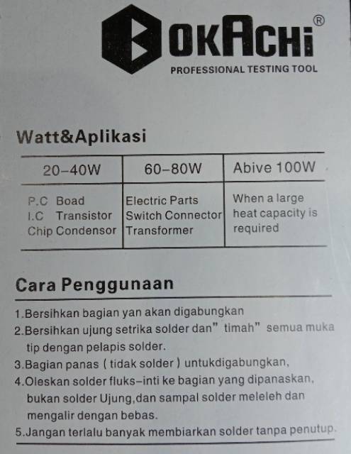 Solder listrik 60w Okachi Kwalitas Bagus