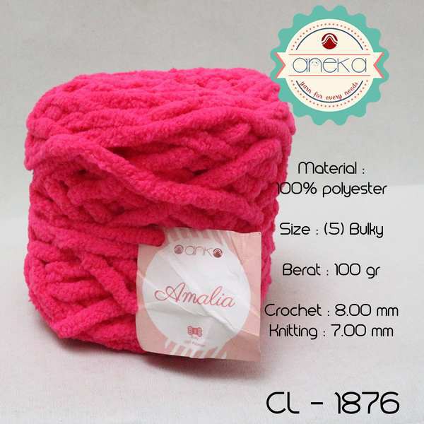 Benang Rajut Chenille Midi Amalia Yarn 1876 Pink Tua