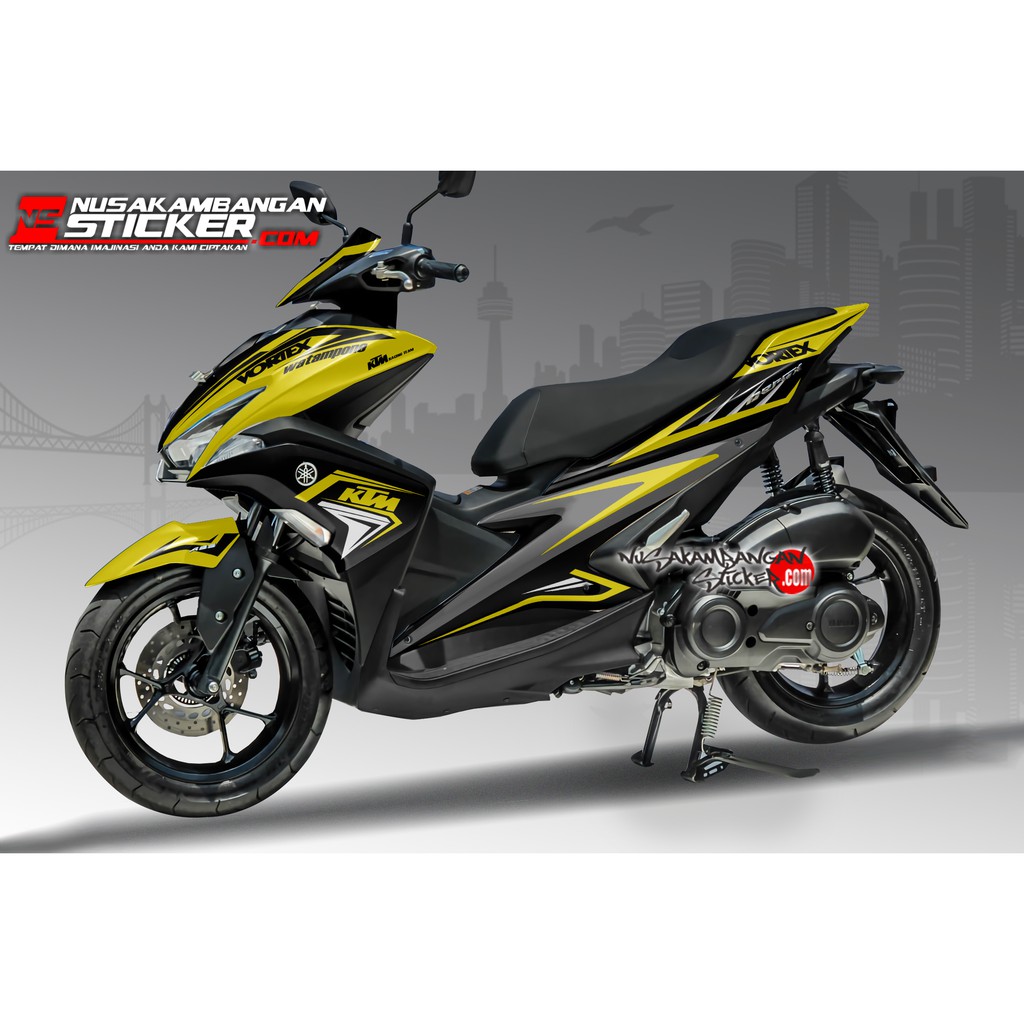 Decal Stiker Motor Yamaha Aerox Full Body Vortex Kuning Racing Team Sticker Custom Variasi Motif Kar
