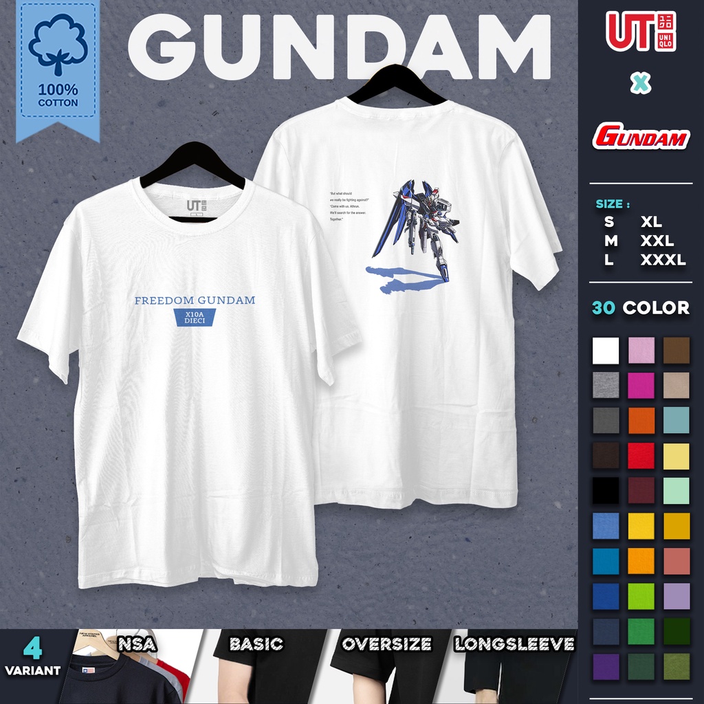 KAOS UNIQLO GUNDAM BLUE | KAOS OVERSIZE KAOS ANIME KAOS DISTRO LONGSLEEVE KAOS LENGAN PANJANG KAOS C
