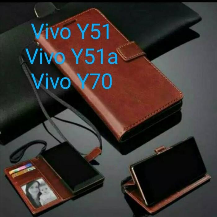 Vivo Y51 Y51A Y70 Leather Flip Cover Case Sarung Dompet Wallet Casing