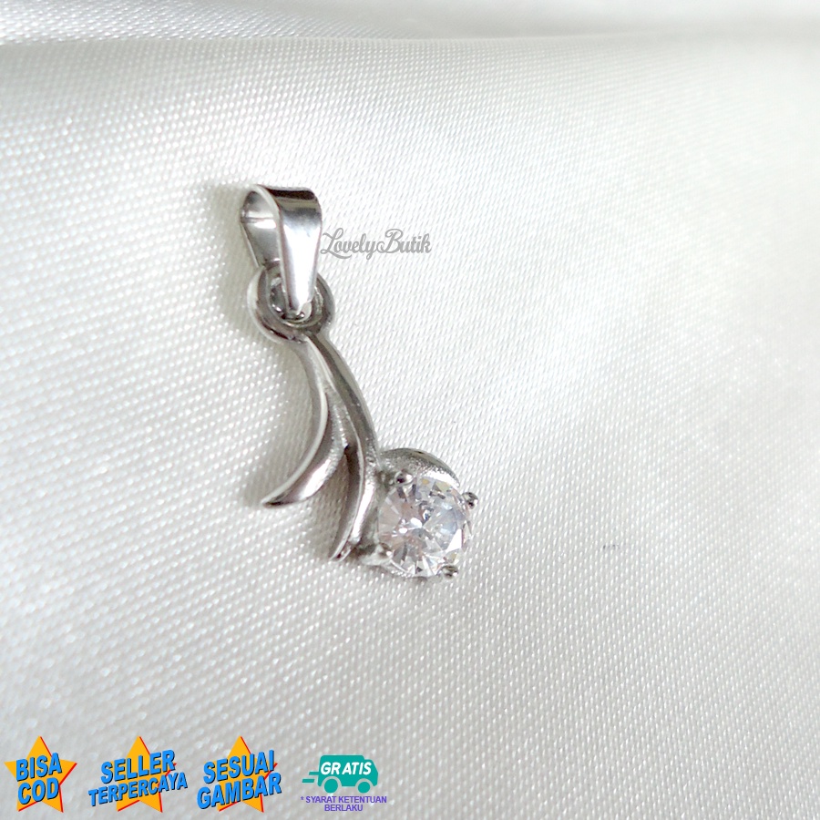 Lovelybutik - Liontin Kalung Titanium Anti Karat Bl00m Liontin Tanpa Kalung Wanita Titanium Model Terbaru Bunga Permata Zirconia