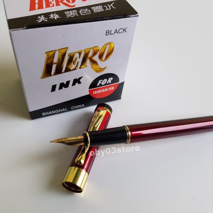 

Paket Klik. Fountain Pen 021 Red Dan Tinta Hero Ink 50Ml.Pena .Pulpen.