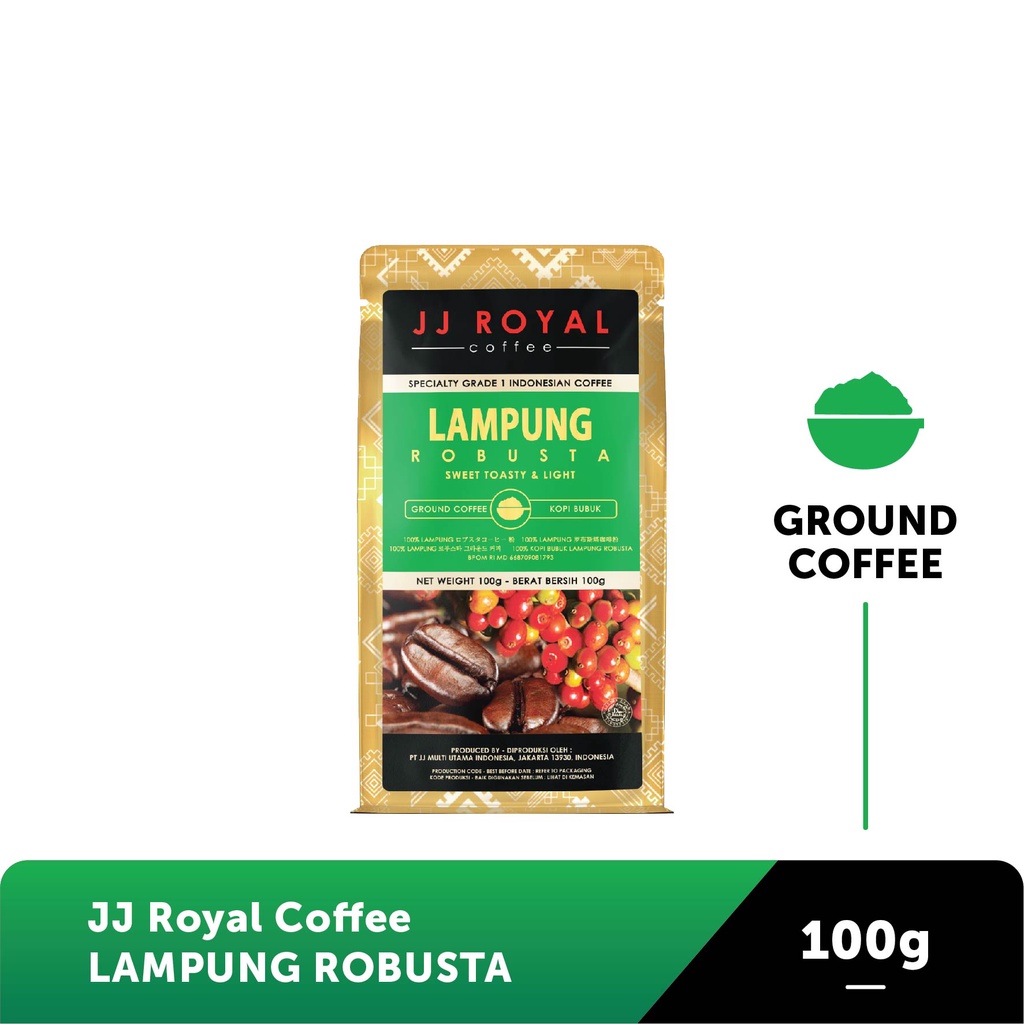 

JJ Royal Coffee Lampung Robusta Ground (Kopi Bubuk) Bag 100g