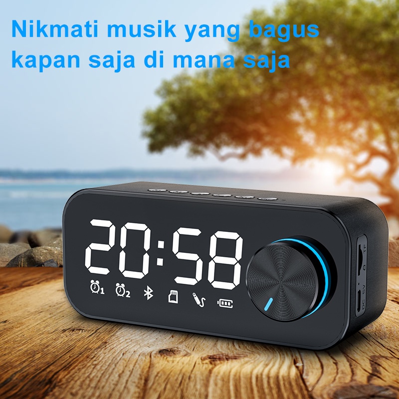 ColorCoral Lampu Speaker Bluetooth Portable Bass Jam Alarm Clock LED Display Spiker Bluetooth Musik Box Bluetooth