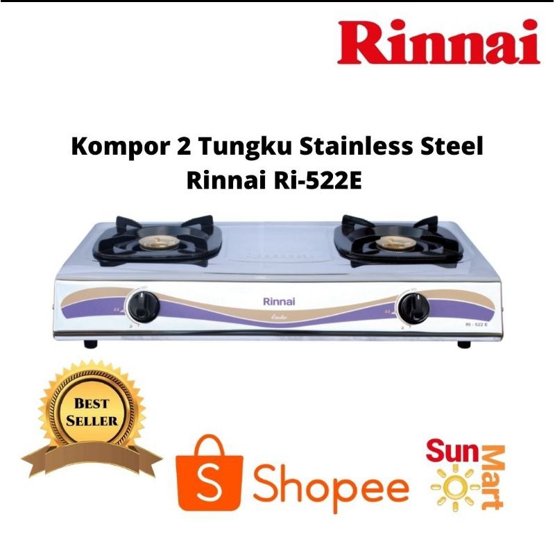 BORONG Kompor 2 Tungku Stainless Steel Rinnai Ri-522E 522 E Bisa gosend